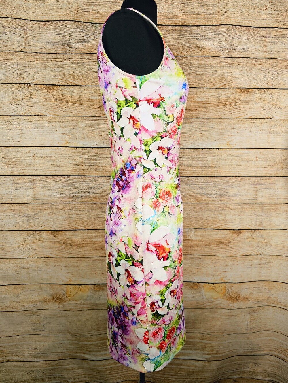 Joseph Ribkoff Sleeveless Multicolor Floral Print Sleeveless Sheath Dress Size 8 - Picture 2 of 4